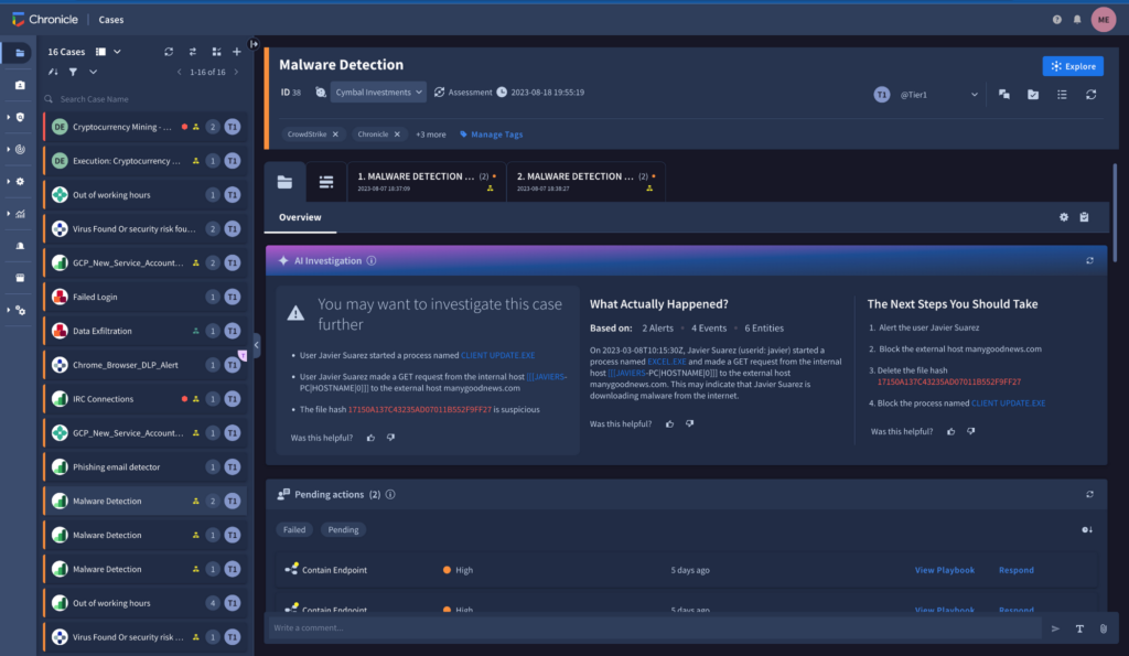 The unified Chronicle Security Operations platform image 154 Chronicle security