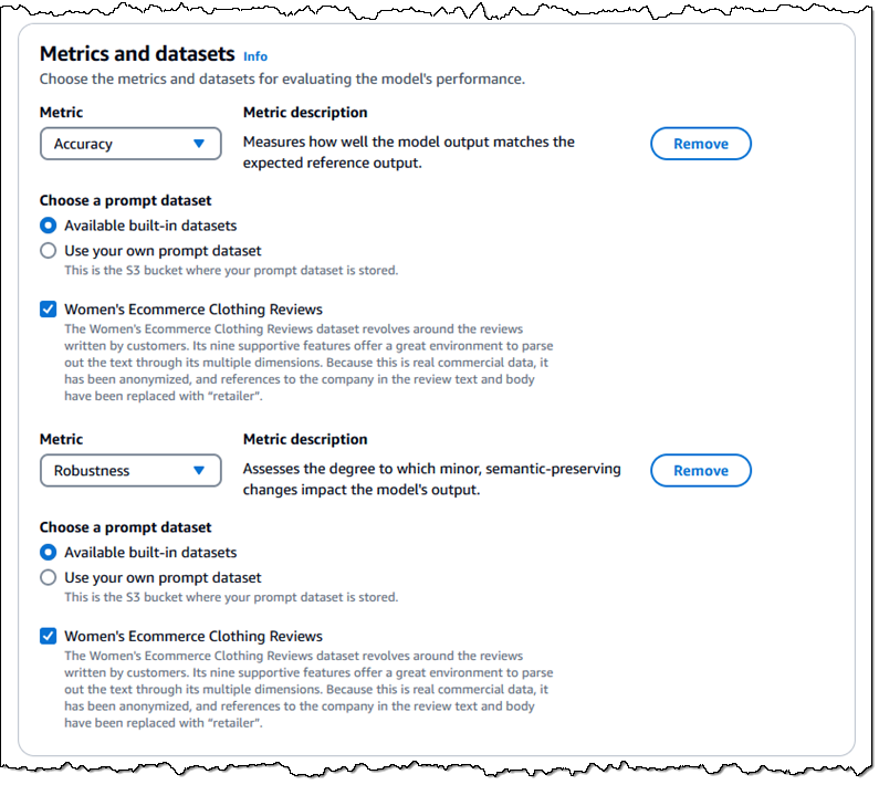 Model  mertics and datasets