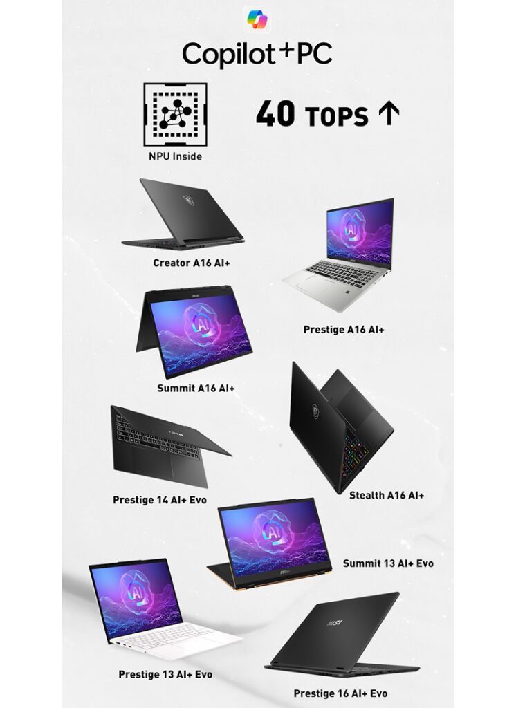  MSI's recently released AI laptops exceeds 40 TOPS