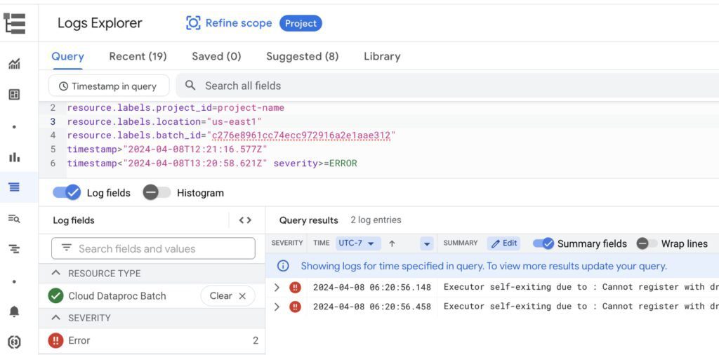 A widget called "Job Logs" displays the logs sorted by mistakes underneath the metrics highlights