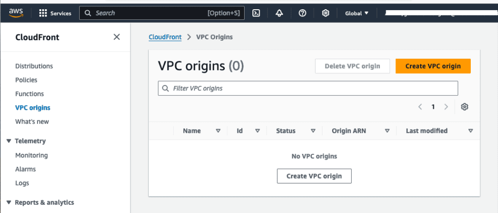Amazon CloudFront VPC Origins