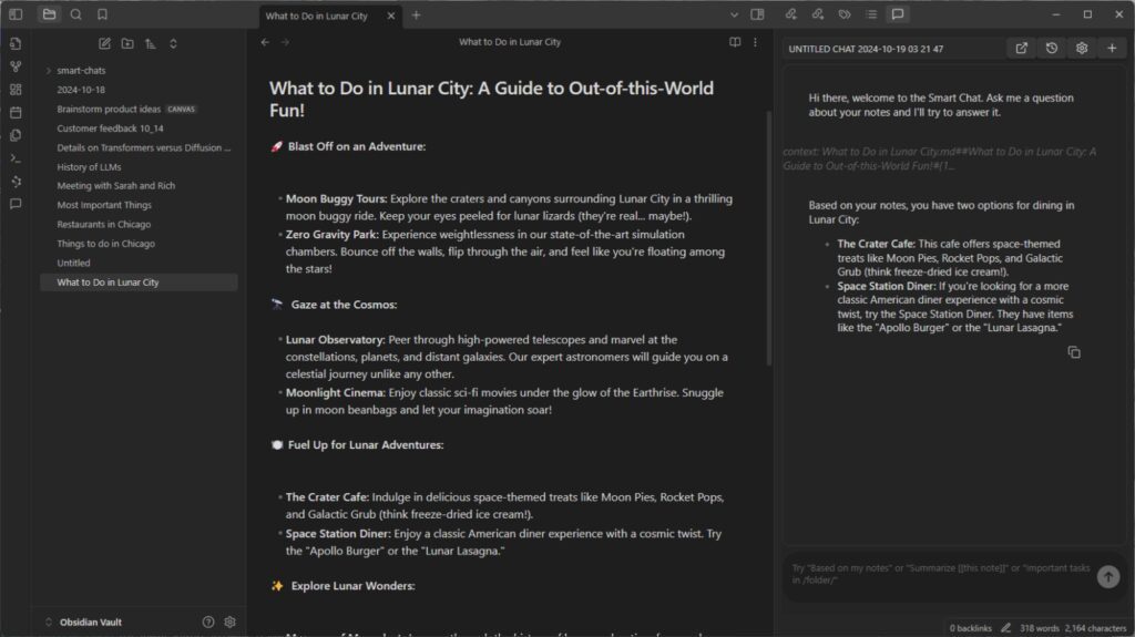 Obsidian Uses retrieval-augmented generation