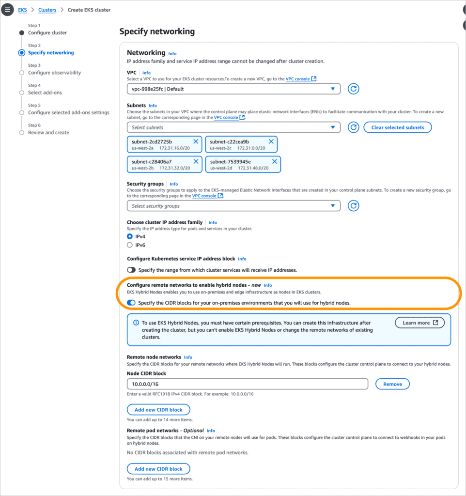 Create EKS cluster and enable hybrid nodes