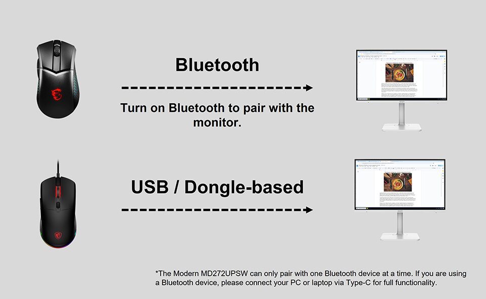 Turn on Bluetooth on the Modern MD272UPSW