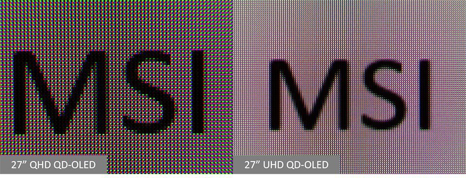 The difference in pixel density between QHD and UHD QD-OLED monitors