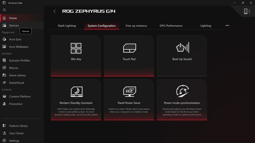 guide to the new Armoury Crate layout on laptops