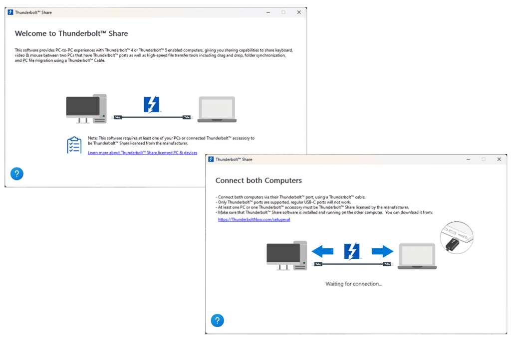 Thunderbolt setup settings