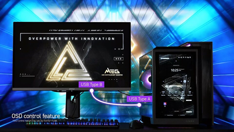 USB Type-B to it and a USB Type-A to the MEG Vision X AI