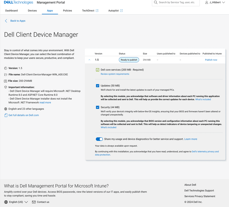 The Dell Client Device Manager lets IT admins choose the appropriate modules to keep users secure, productive, and compliant.

